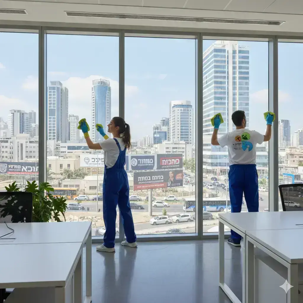 צוות ניקיון משרדים בפתח תקווה בפעולה